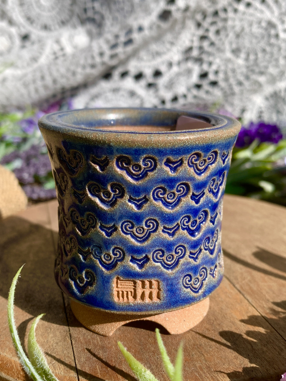 Pot Rim Dates WS0013 Handmade Artisan Pottery Planter Pot - Pot rim diameter: 1.8 ...