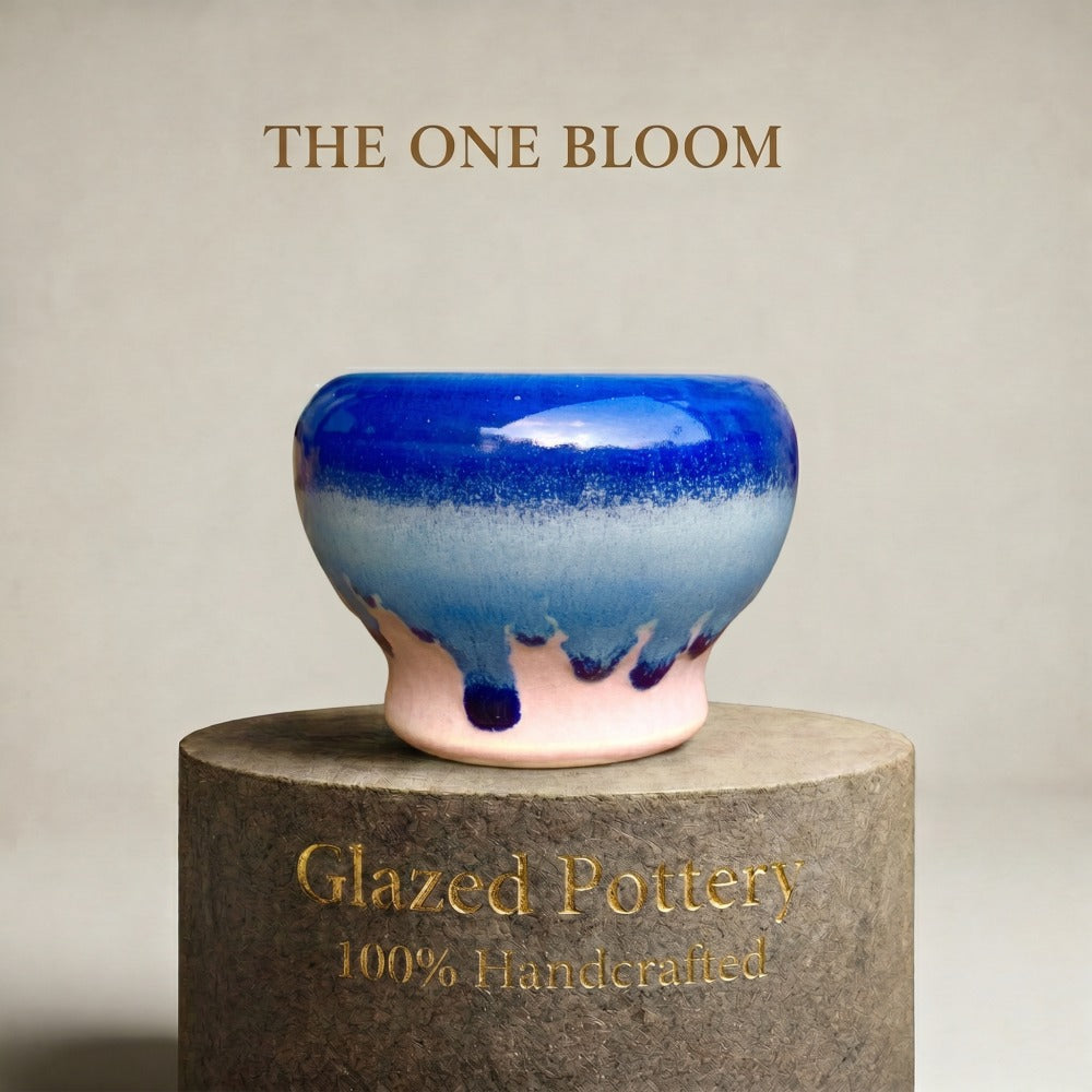 SC-sn0031 Handmade Artisan Pottery Planter Pot - Pot rim diameter: 2.2"