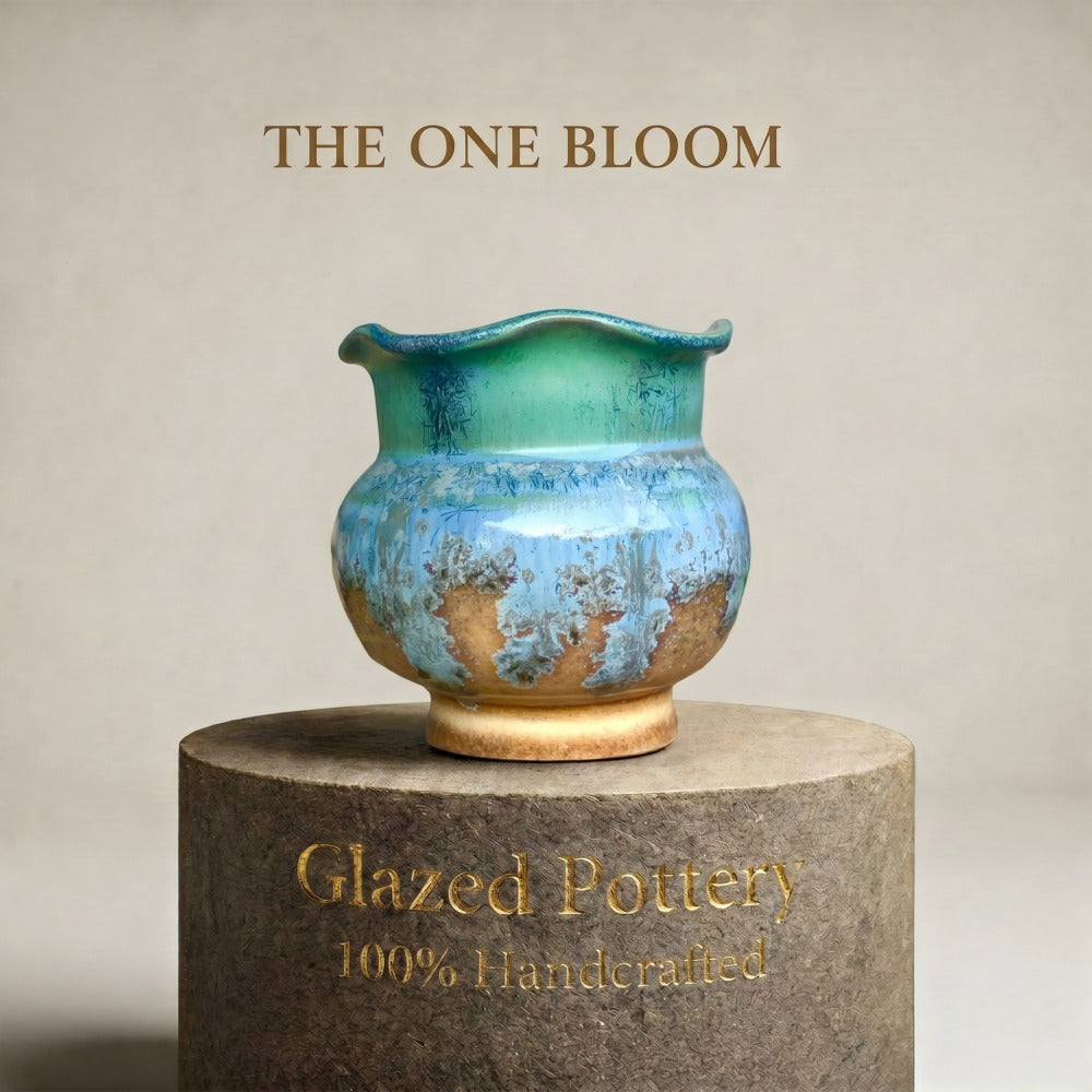 SC-SN0042 Handmade Artisan Pottery Planter Pot - Pot rim diameter: 2"