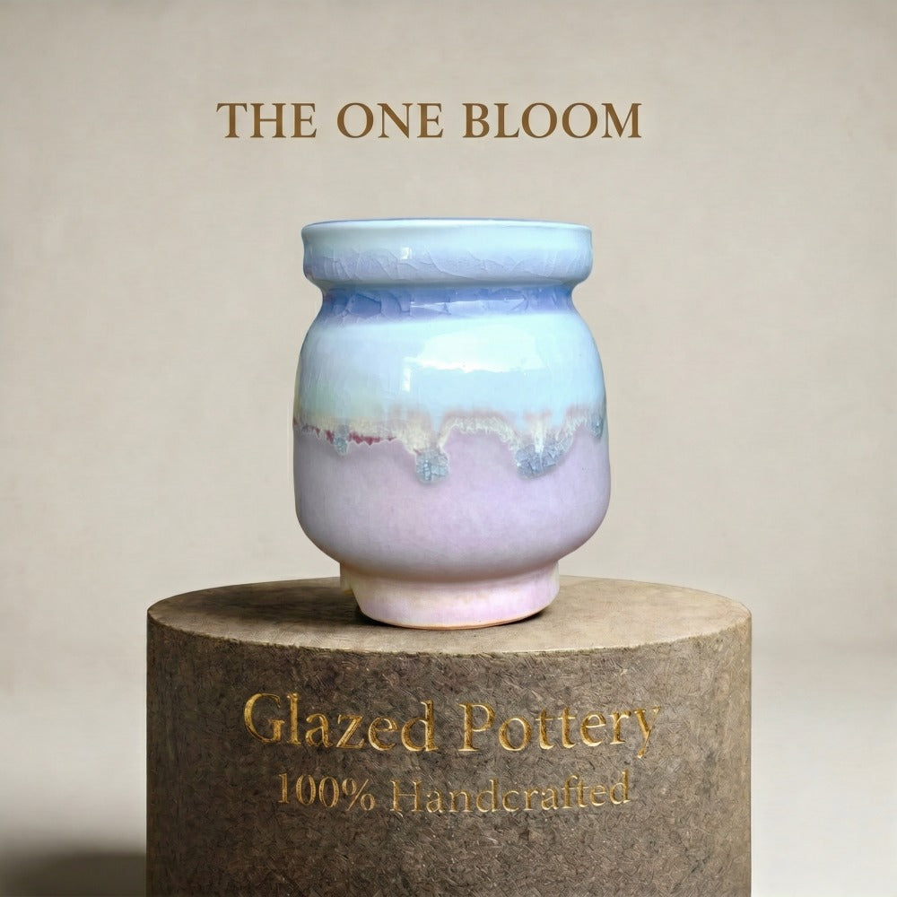 SC-SN0049 Handmade Artisan Pottery Planter Pot - Pot rim diameter: 1.8"