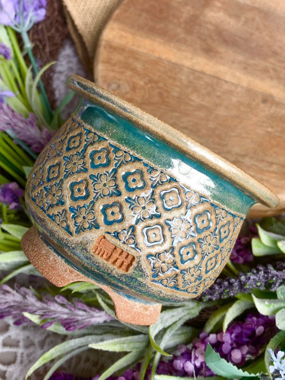 WS0036 Rustic Handmade Clay Planter Pot - Pot rim diameter: 2.9