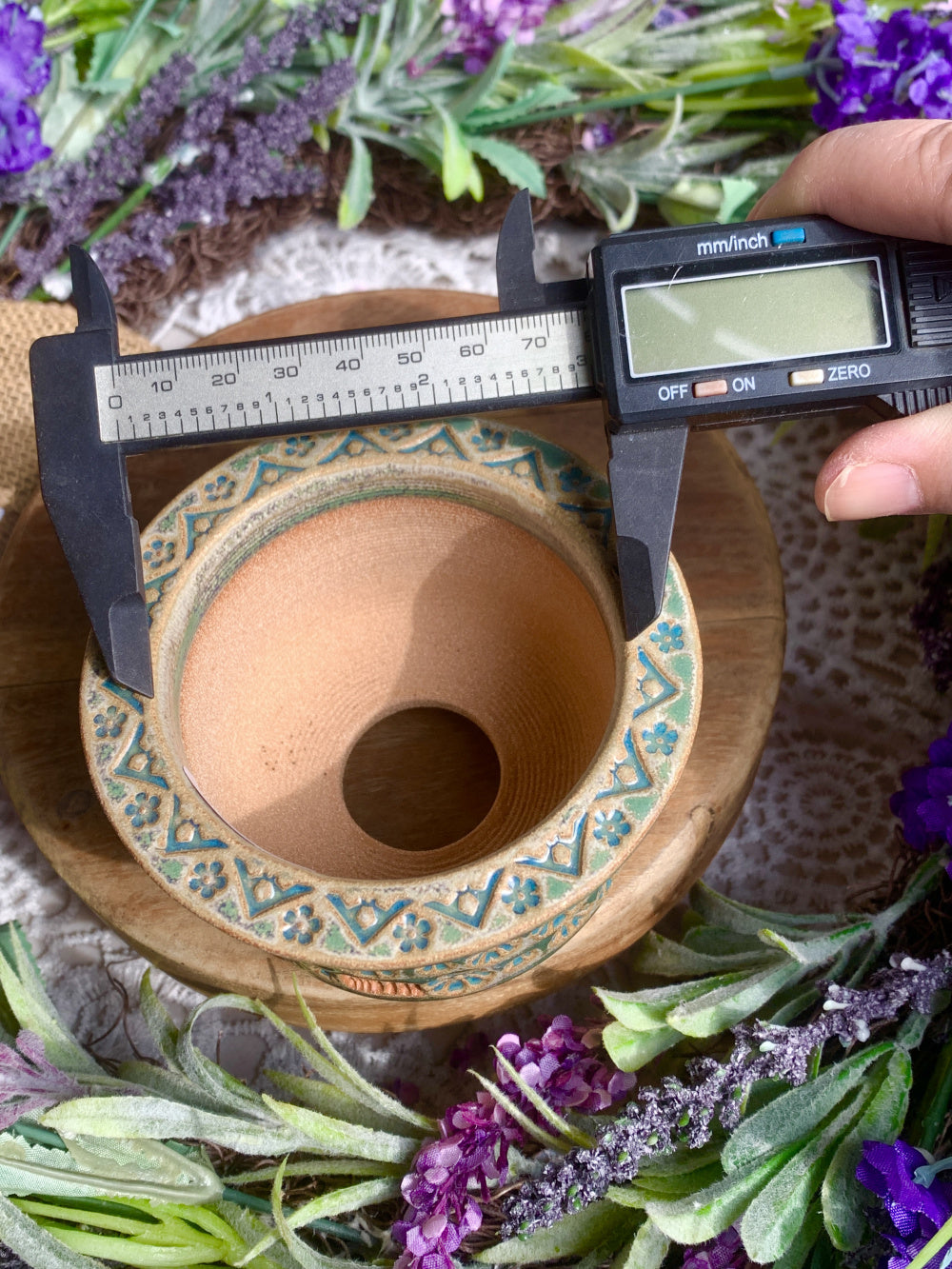 Pot Rim Dates WS0032 Handmade Artisan Pottery Planter Pot - Pot rim diameter: 3 ...