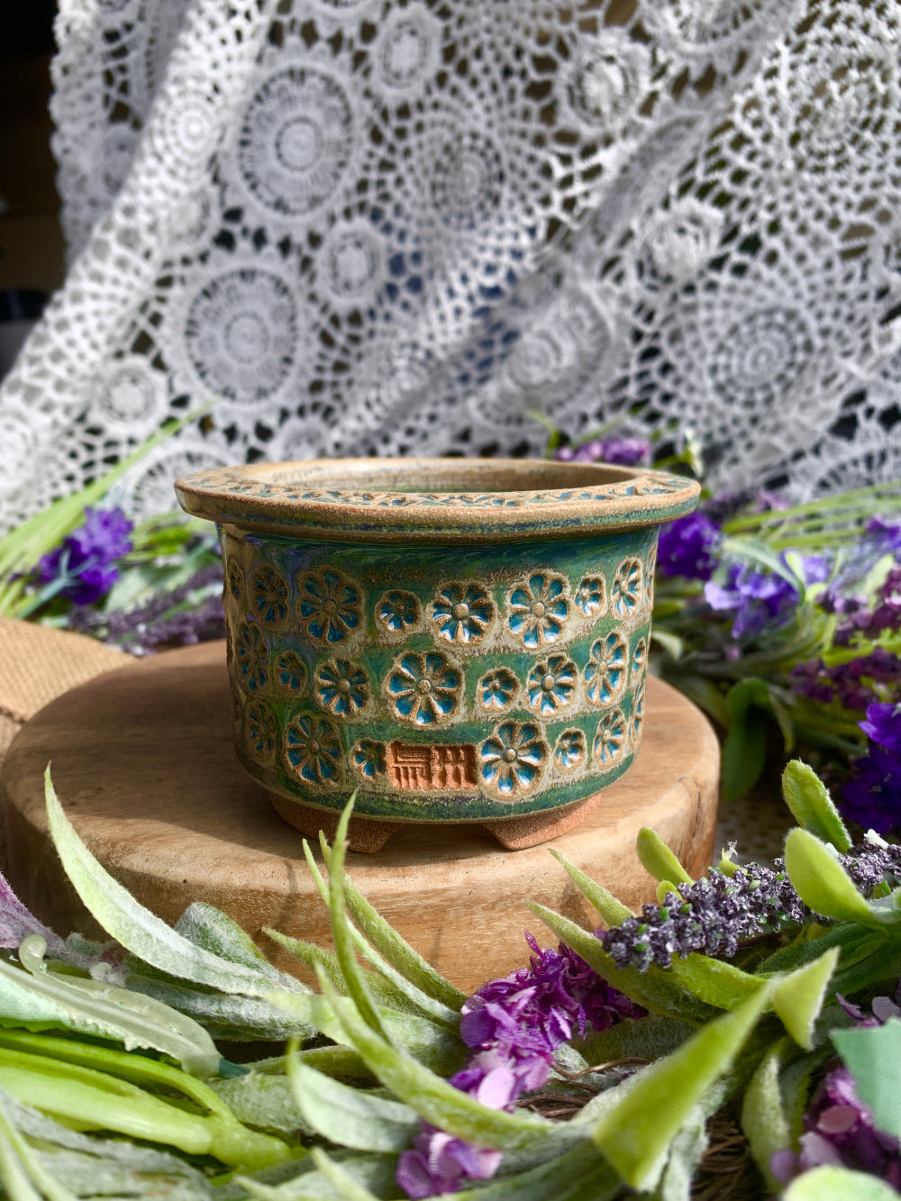 WS0032 Handmade Artisan Pottery Planter Pot - Pot rim diameter: 3 ...