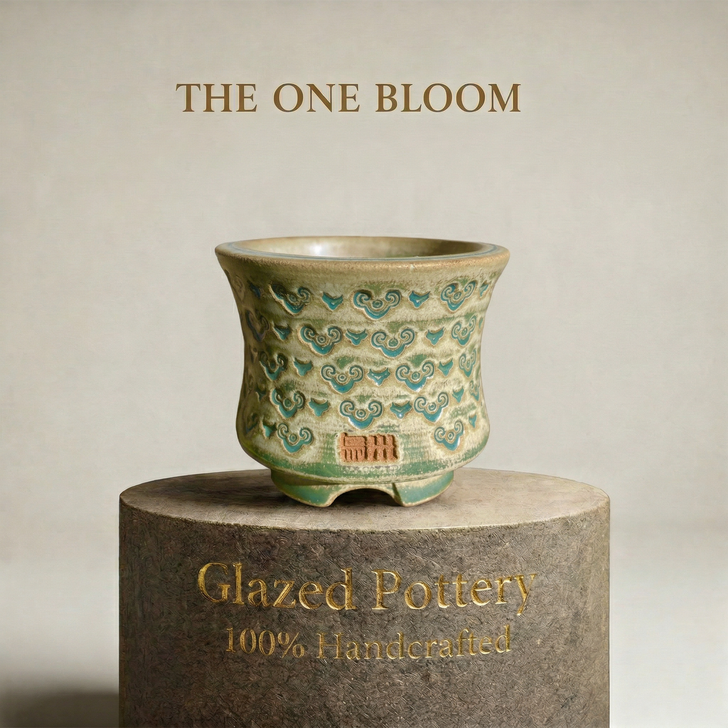 WS0017 Artisan Handcrafted Pottery Planter Pot - Pot rim diameter: 2.3"